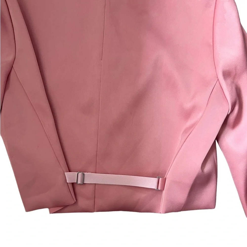 NWT Archival Tibi Fall 2018 Bonded Satin Funnel Neck Crop Top Dusty Pink Rose 4